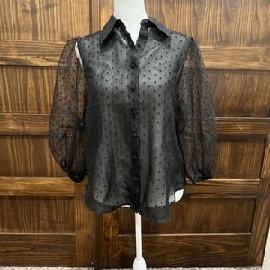 Marc New‎ York Andrew Mark Shirt Women Small Black Sheer